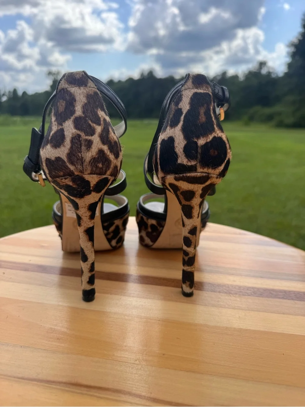 Ladies Michael Kors Evie Leopard Print Platform Sandals